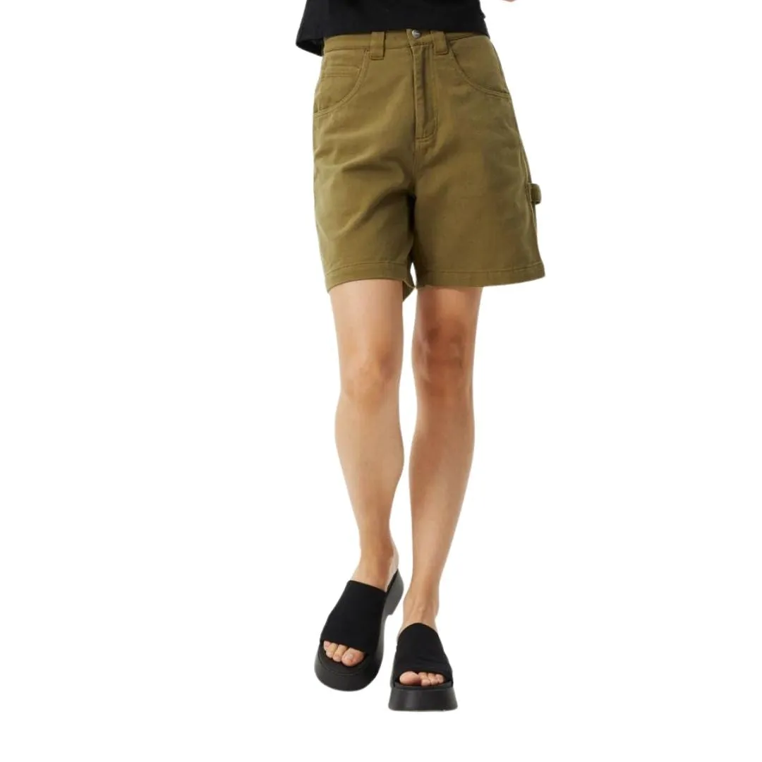 Afends Womens Emilie Organic Carpernter Shorts - Military