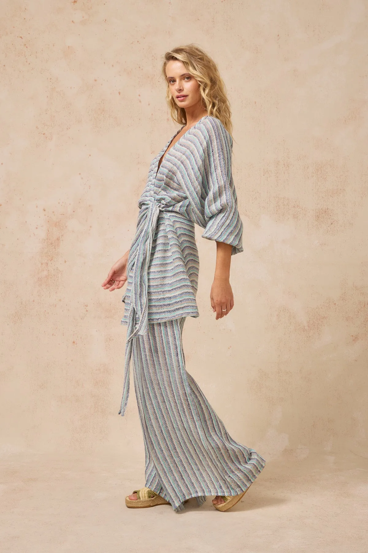 Ainu Dress - Acqua Stripe