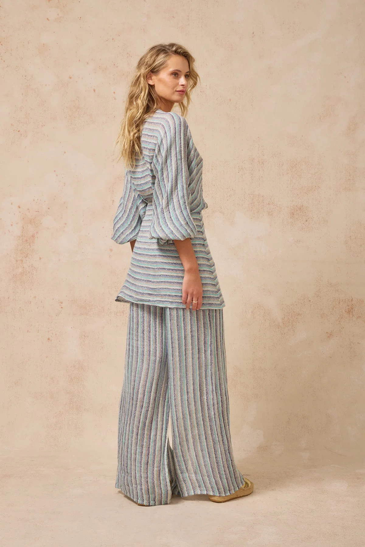 Ainu Dress - Acqua Stripe