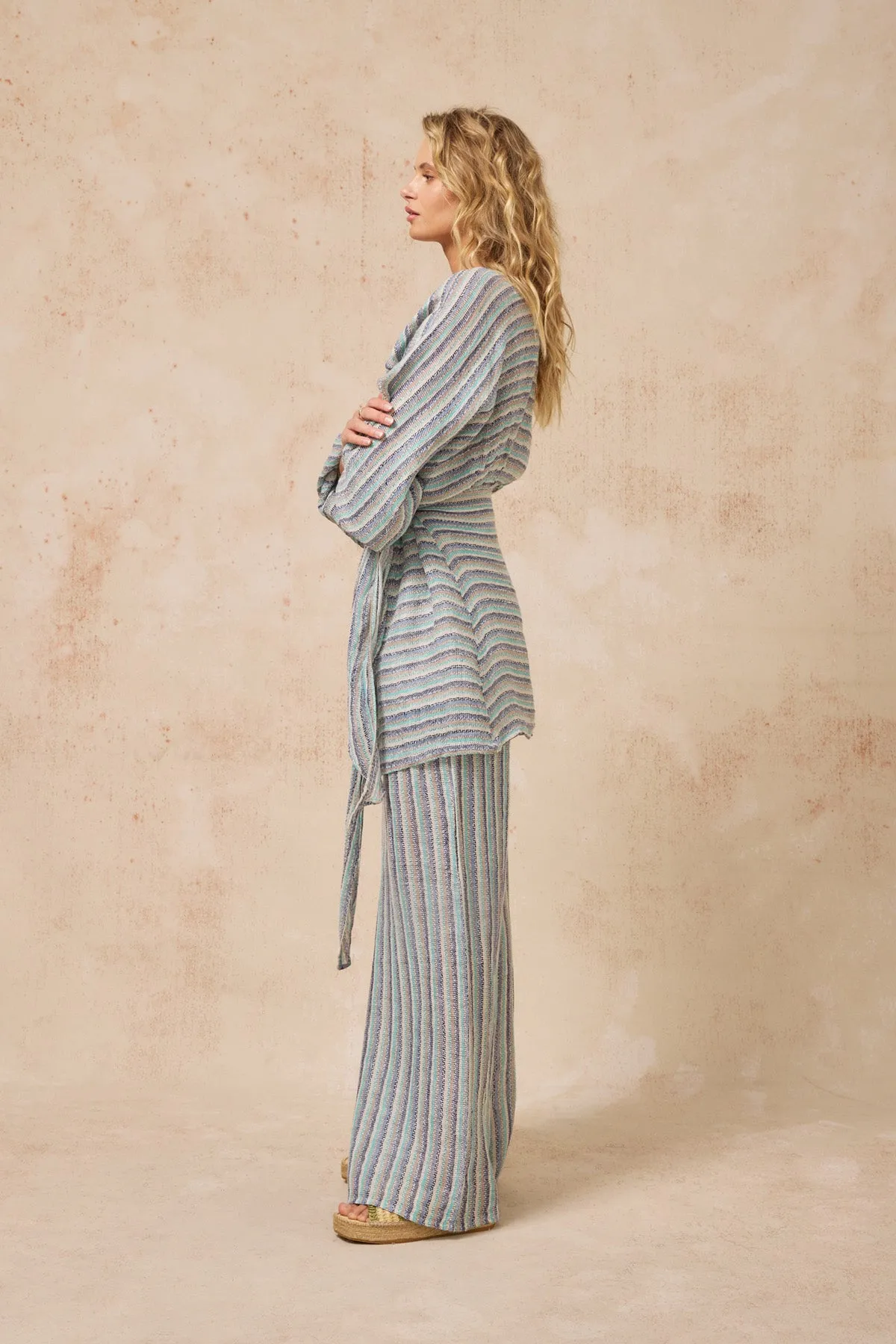 Ainu Dress - Acqua Stripe