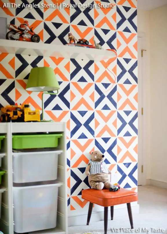 All The Angles Moroccan Wall Stencil