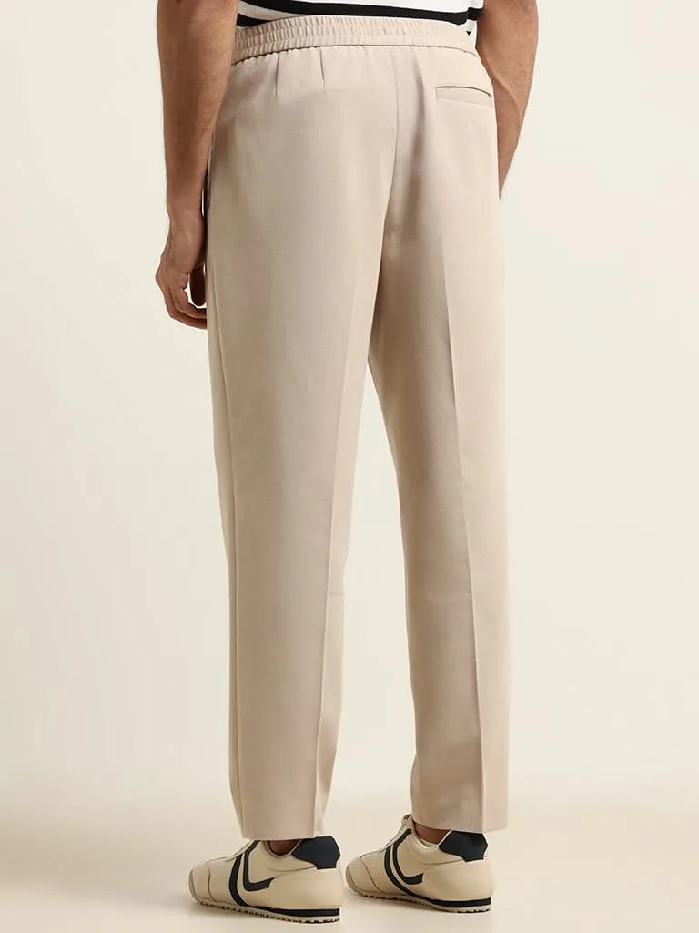 Ascot Beige Cotton Blend Relaxed Fit Chinos