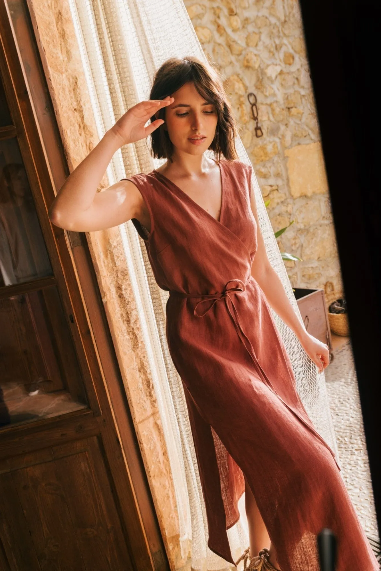 Aurora Linen Mid-length Dress | Multiple Colours