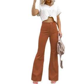 binfenxie-shop social worker outfits Winter New Pure Color Corduroy Elegant Women's Trousers Slim Pants High Waist Casual Pants