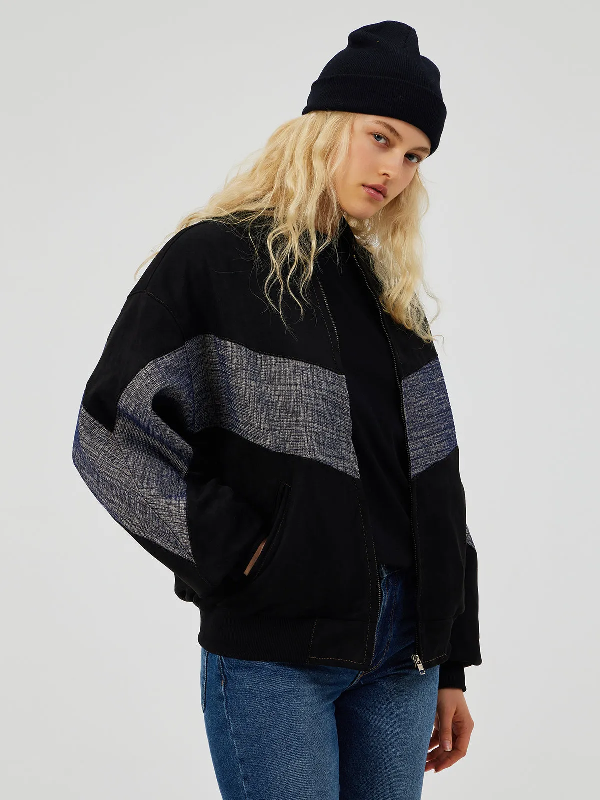 BLACK UNISEX BOMBER JACKET S