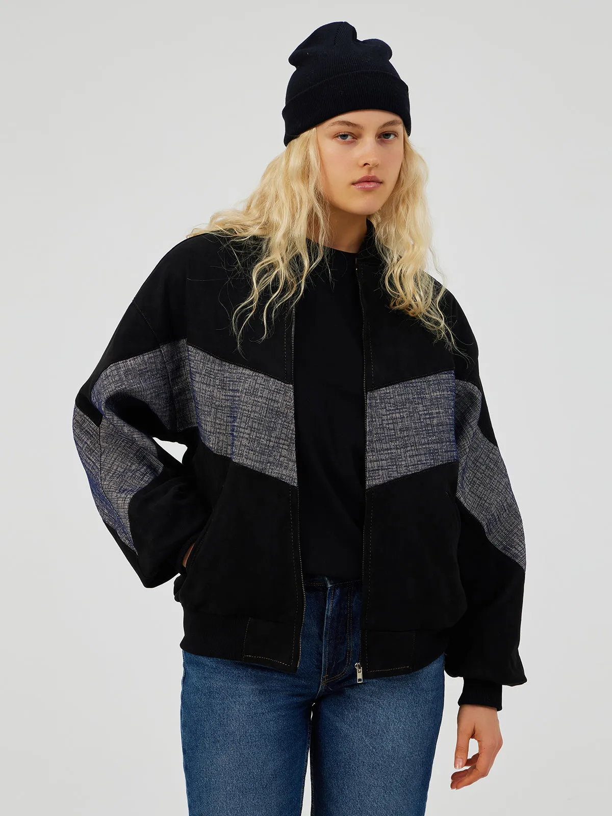 BLACK UNISEX BOMBER JACKET S