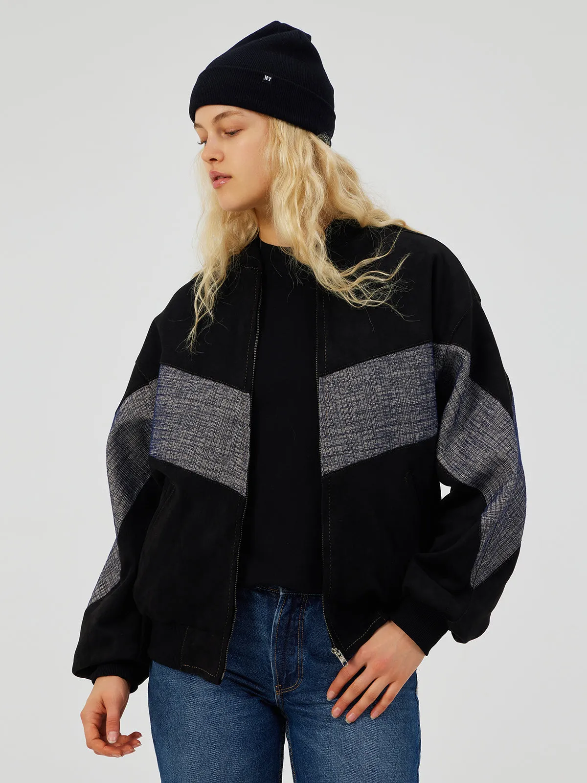 BLACK UNISEX BOMBER JACKET S