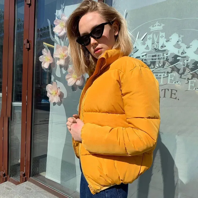 Button Puff Short Bomber Jacket 