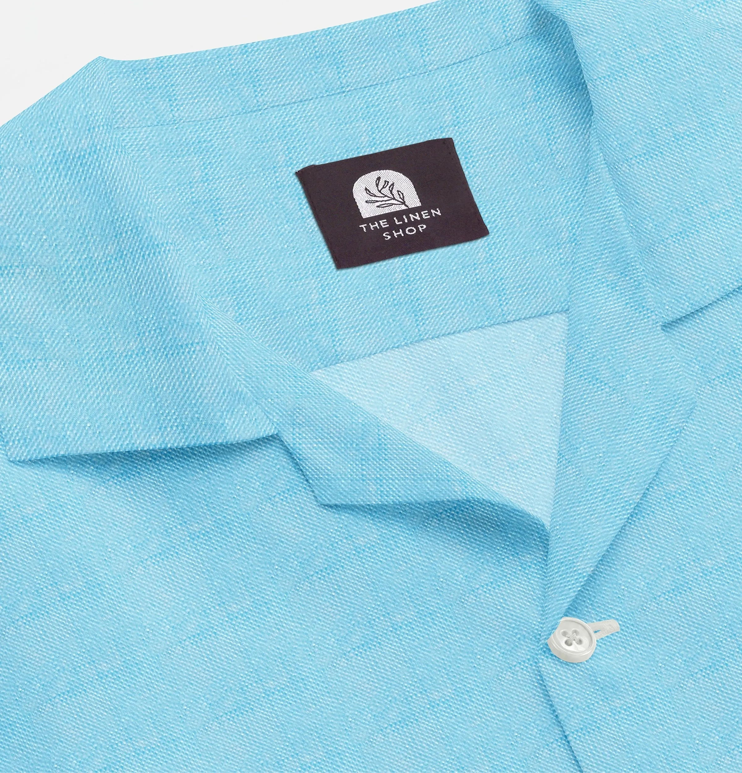 Camp Collar Linen Shirt in Aqua