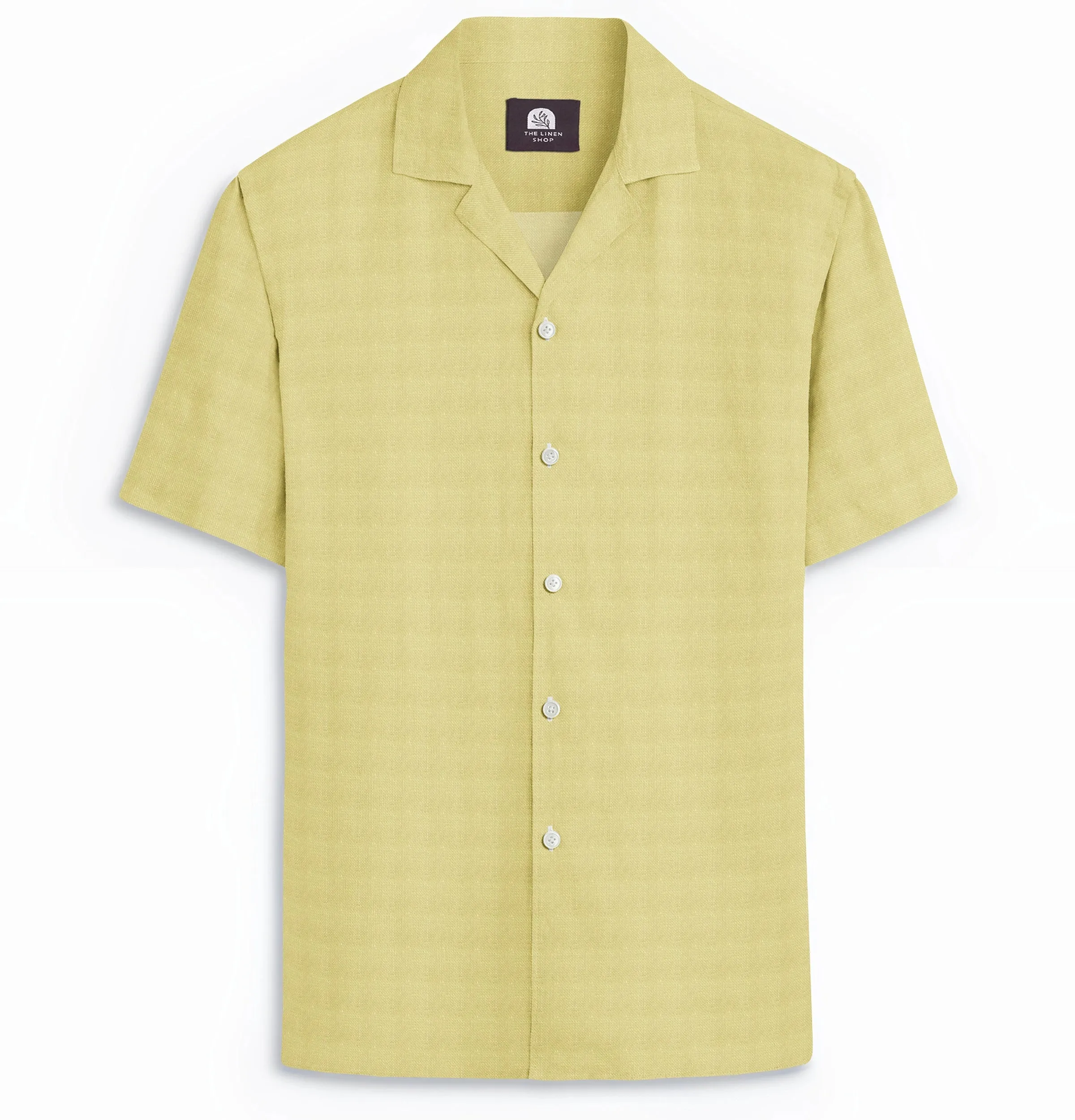 Camp Collar Linen Shirt in Light Yellow