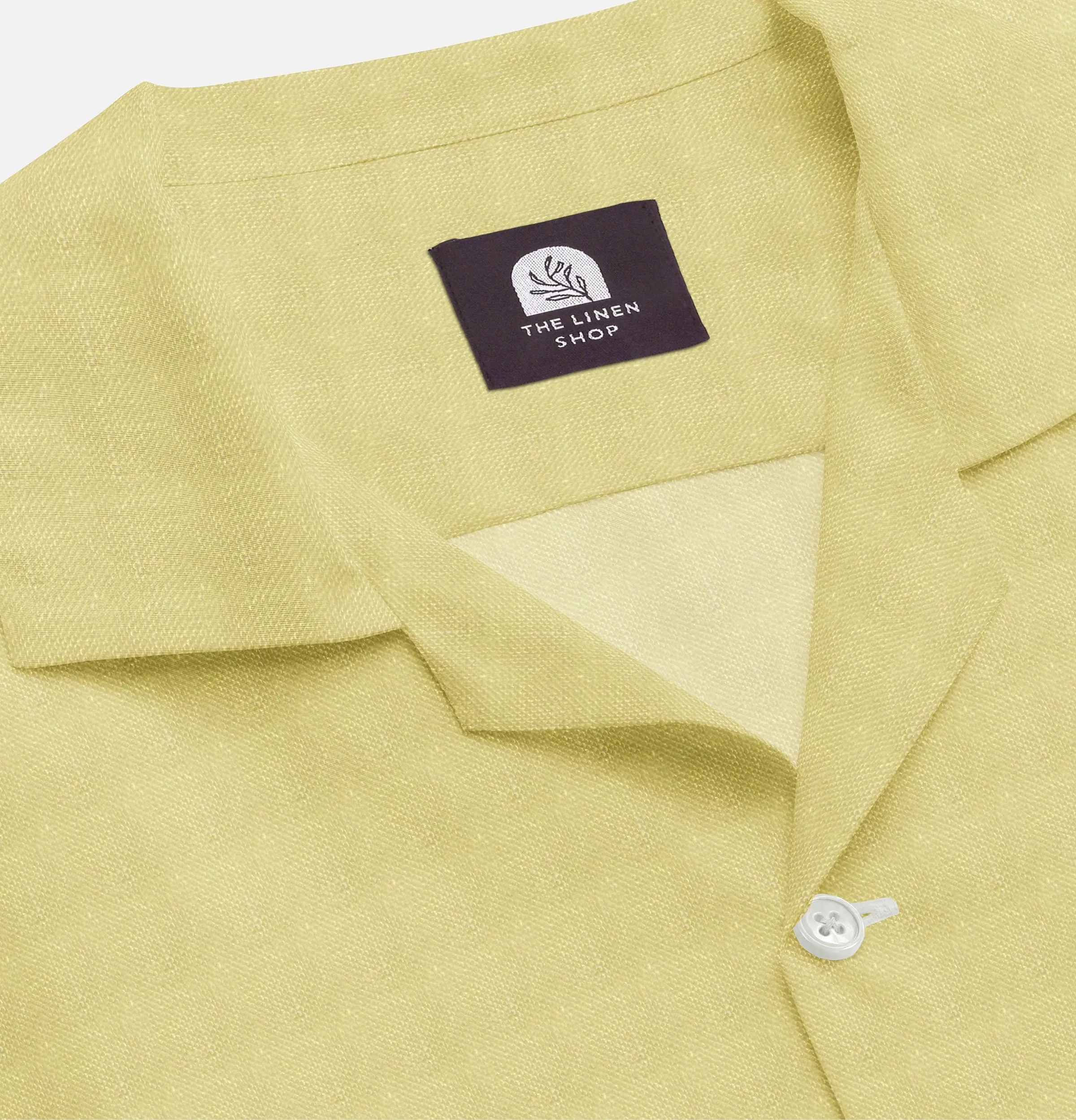 Camp Collar Linen Shirt in Light Yellow