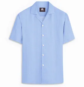 Camp Collar Linen Shirt in Sky Blue