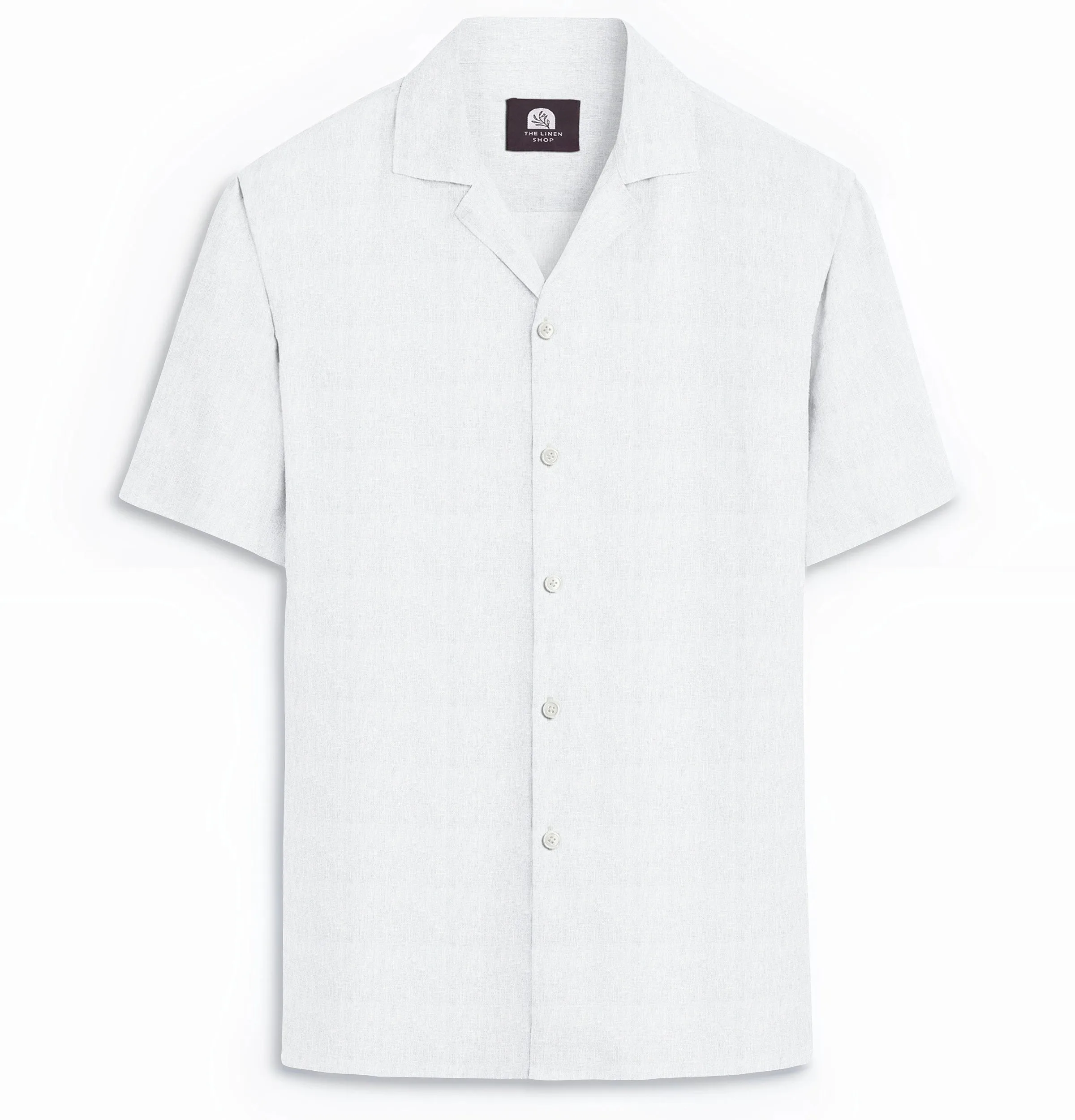 Camp Collar Linen Shirt in White