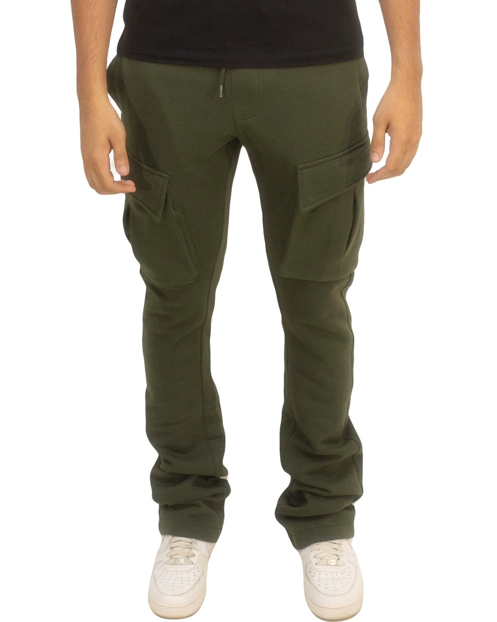 Cargo Fleece Stacked Pants – Warm Streetwear Joggers with Deep Pockets