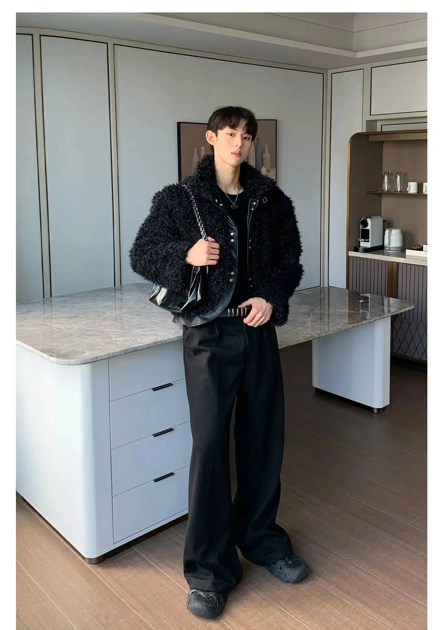 ChicMy-Fall Outfits -Autumn/Winter Coat Jacket INS Style Street Fashion Cropped Stitching Plush Sherpa Jacket