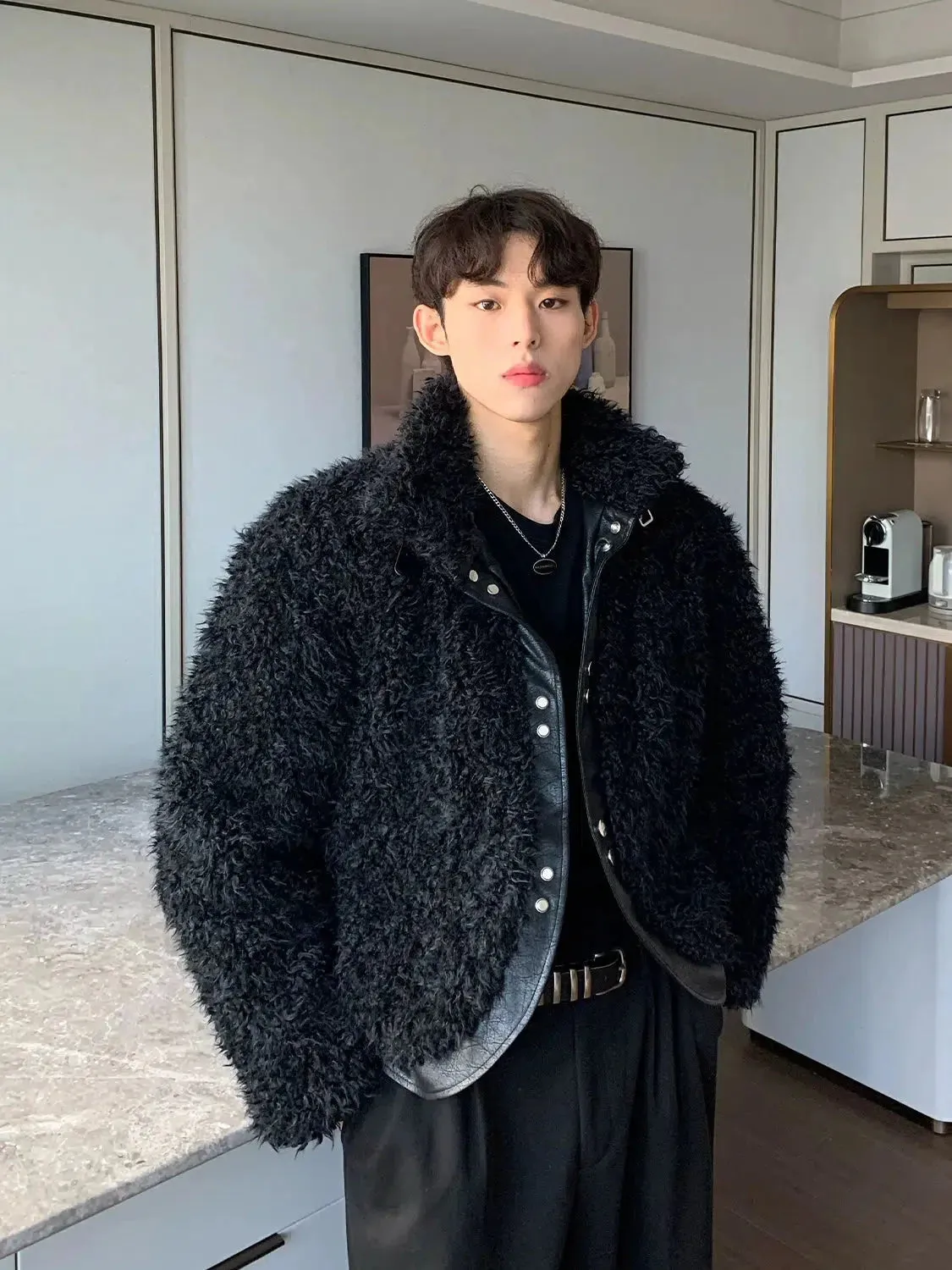 ChicMy-Fall Outfits -Autumn/Winter Coat Jacket INS Style Street Fashion Cropped Stitching Plush Sherpa Jacket