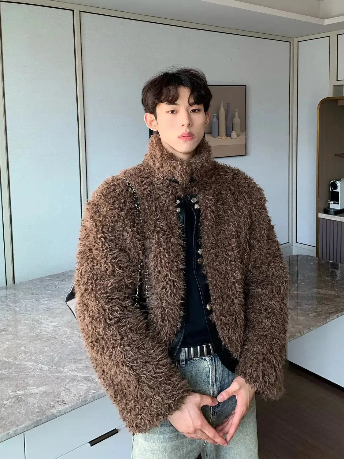 ChicMy-Fall Outfits -Autumn/Winter Coat Jacket INS Style Street Fashion Cropped Stitching Plush Sherpa Jacket