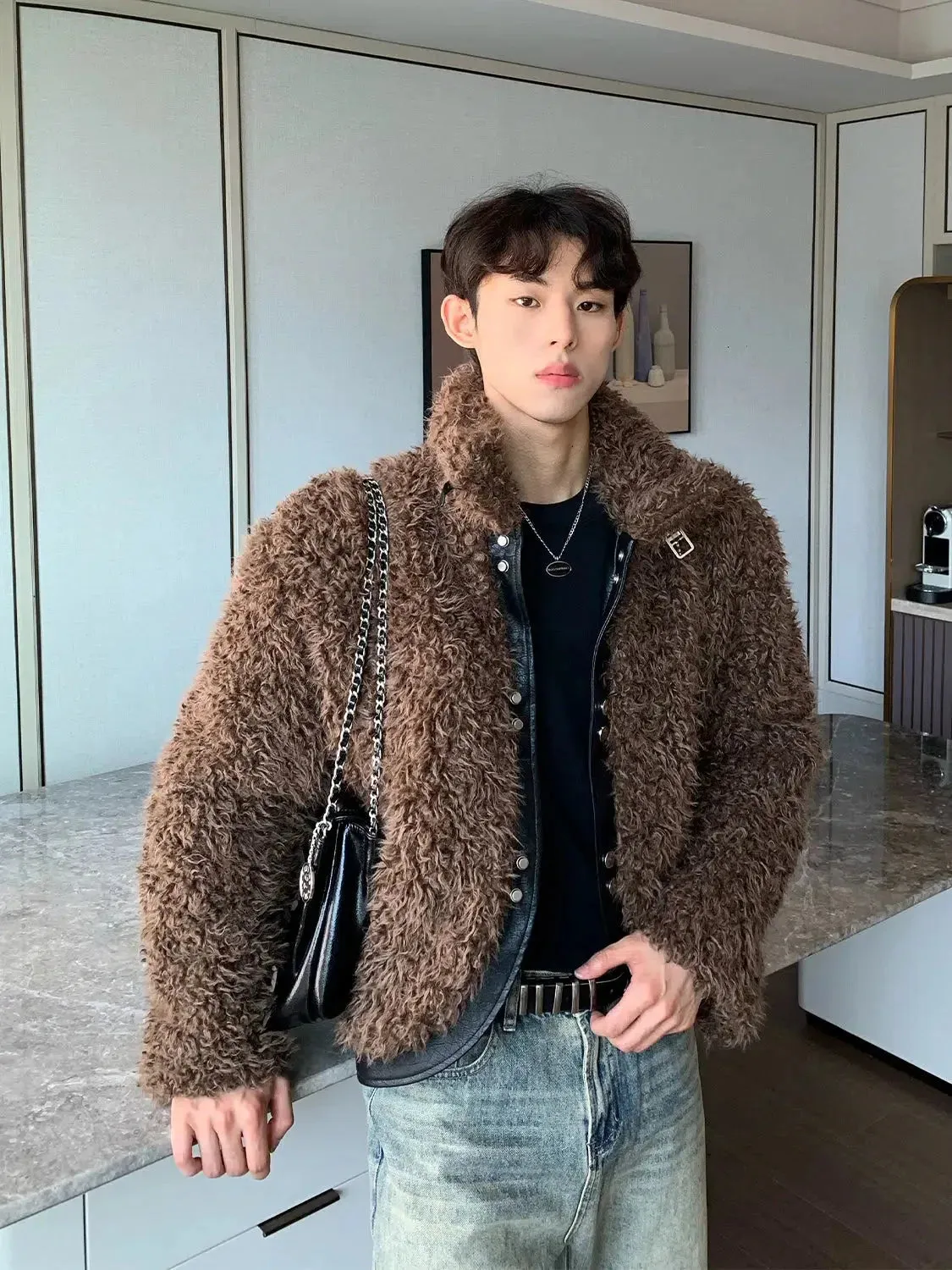 ChicMy-Fall Outfits -Autumn/Winter Coat Jacket INS Style Street Fashion Cropped Stitching Plush Sherpa Jacket