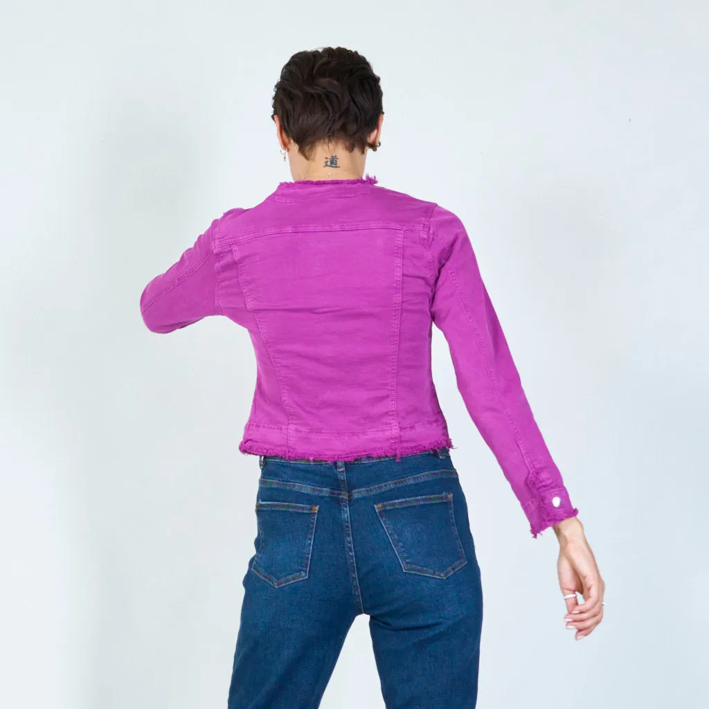 Contemporary cropped jacket with distressed edges wholesale