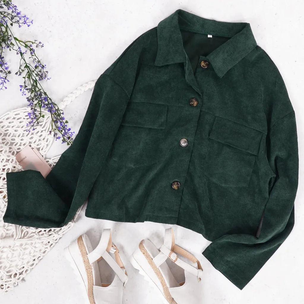 Corduroy Textured Cropped Jacket