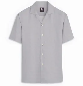 Cotton Linen - Camp Collar - Short Sleeve - Light Gray