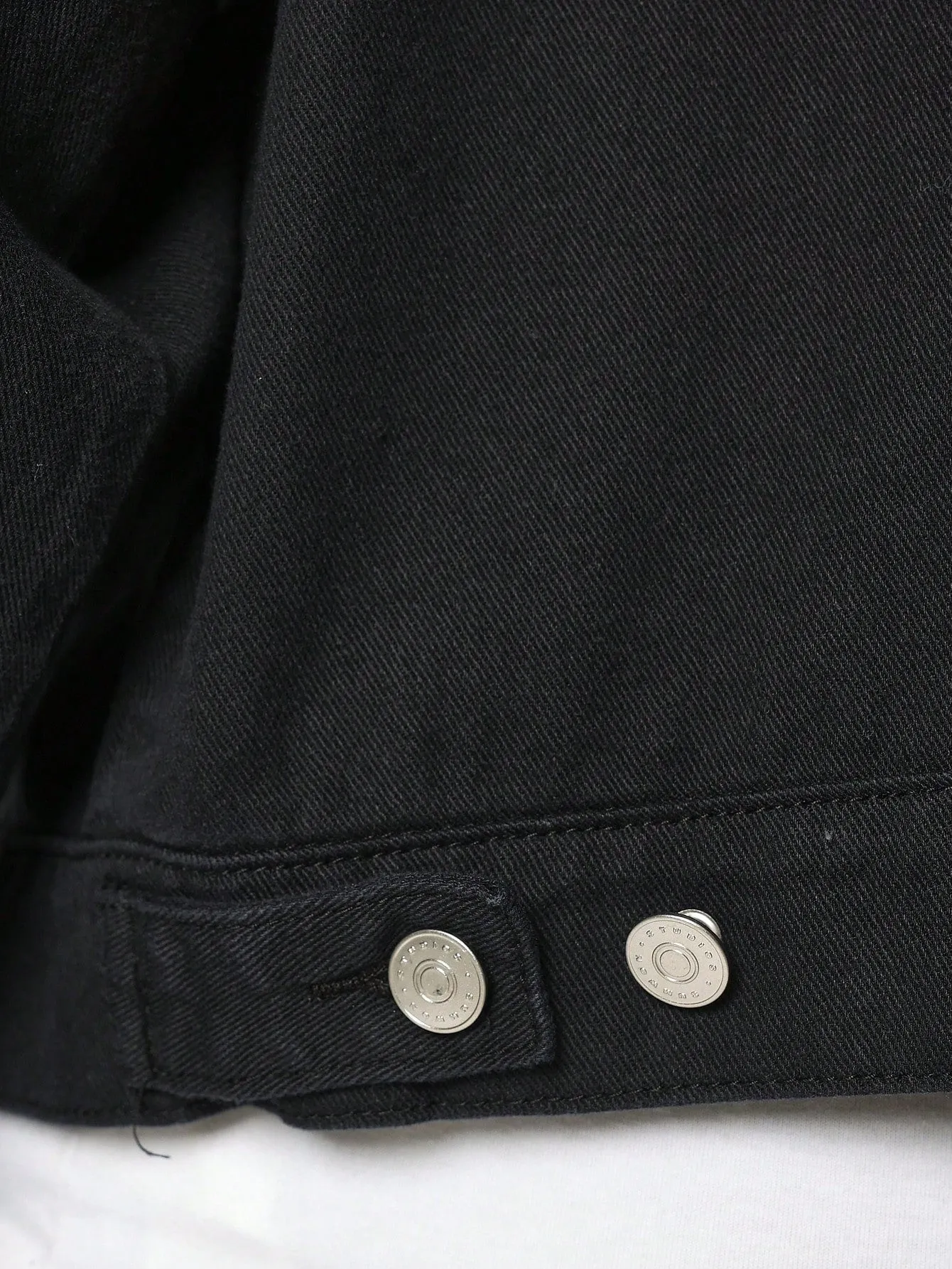 Cropped Twill Jacket With PU Trucker And Back Graphic Print