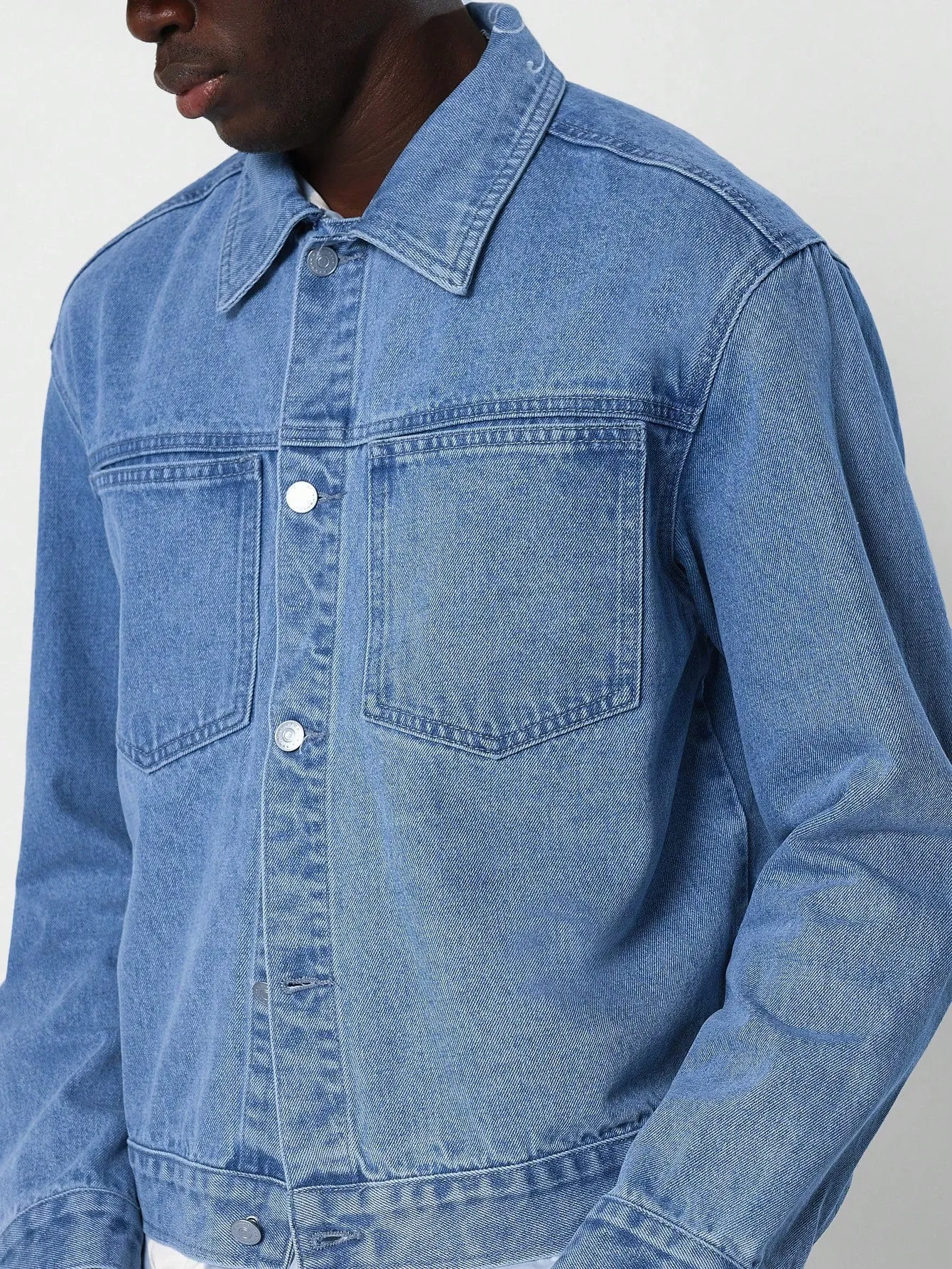 Cropped Washed Denim Jacket