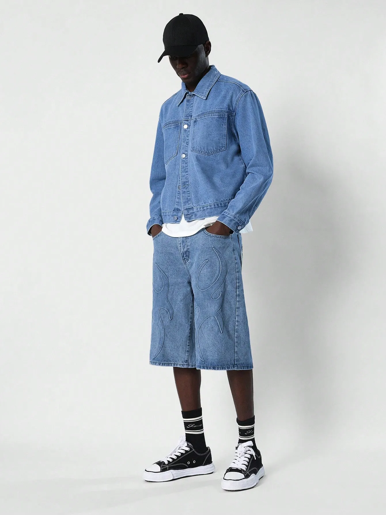 Cropped Washed Denim Jacket