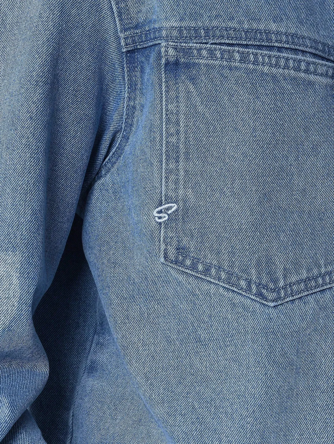 Cropped Washed Denim Jacket