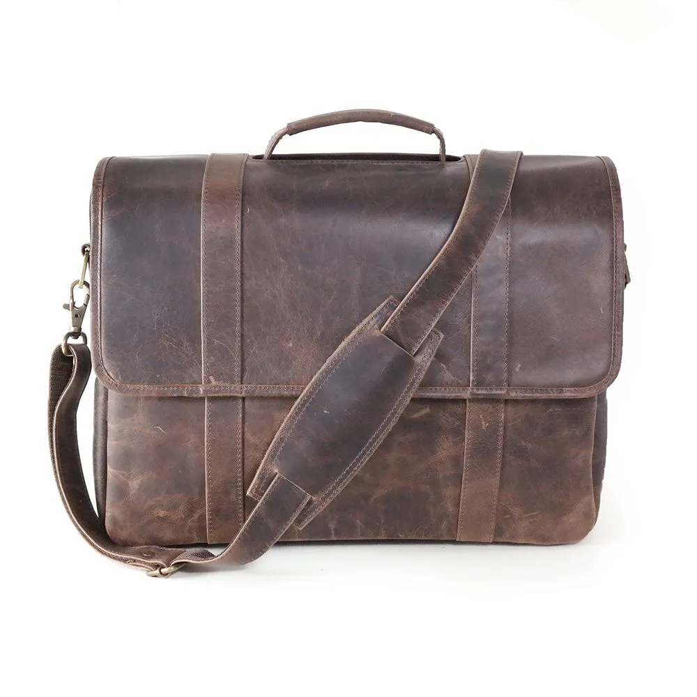 DAYTREKR DISTRESSED LEATHER FLAP BRIEF