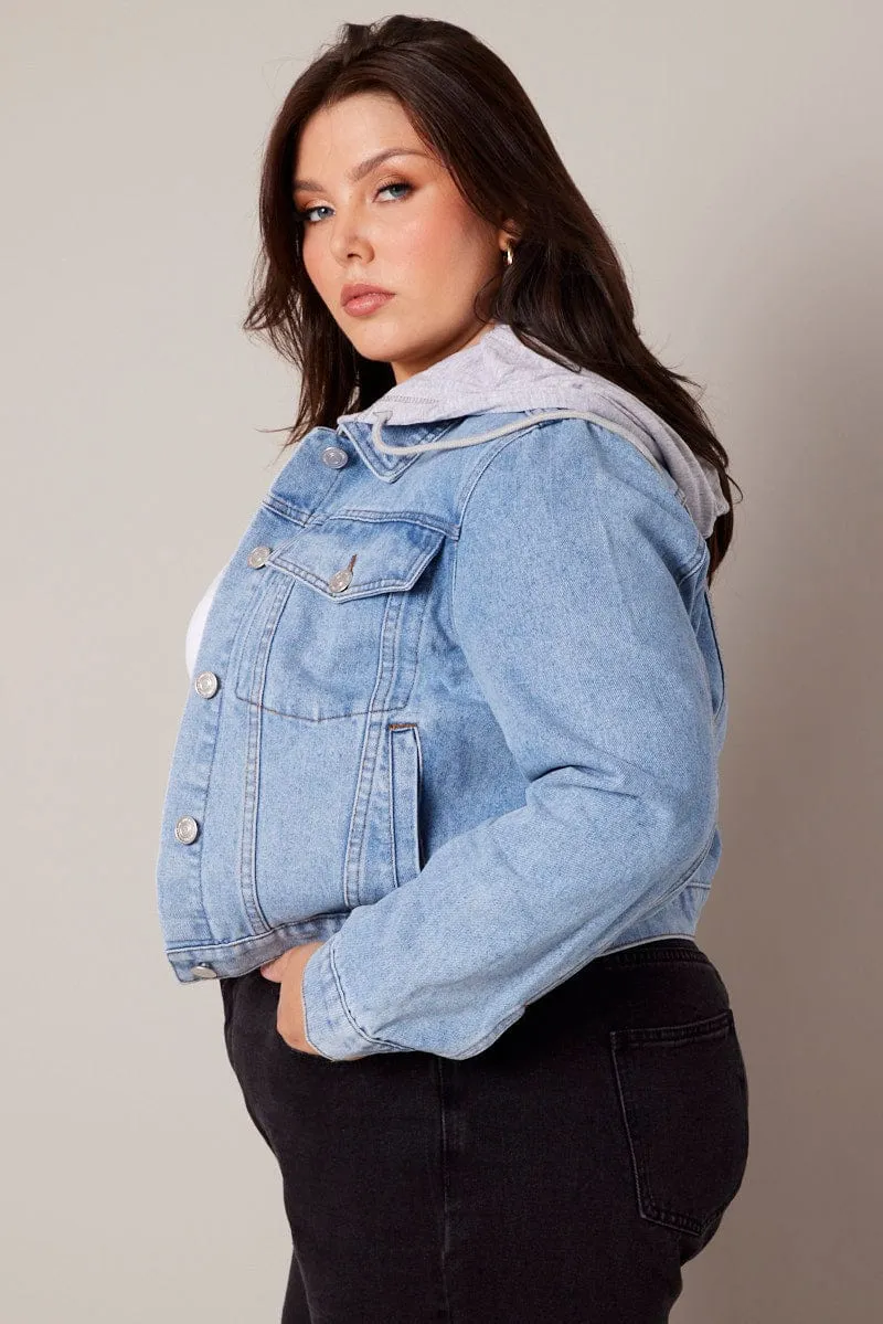 Denim Jacket Removeable Hood