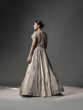 Ecru corded multi panel lehenga set