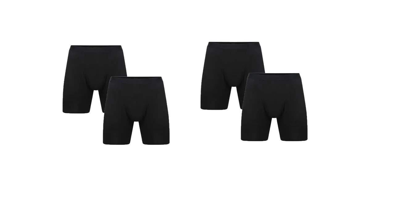 Espionage Big Size Bamboo 4 Pairs Pack Trunks for Men's (U010D) in Black, 2XL-8XL