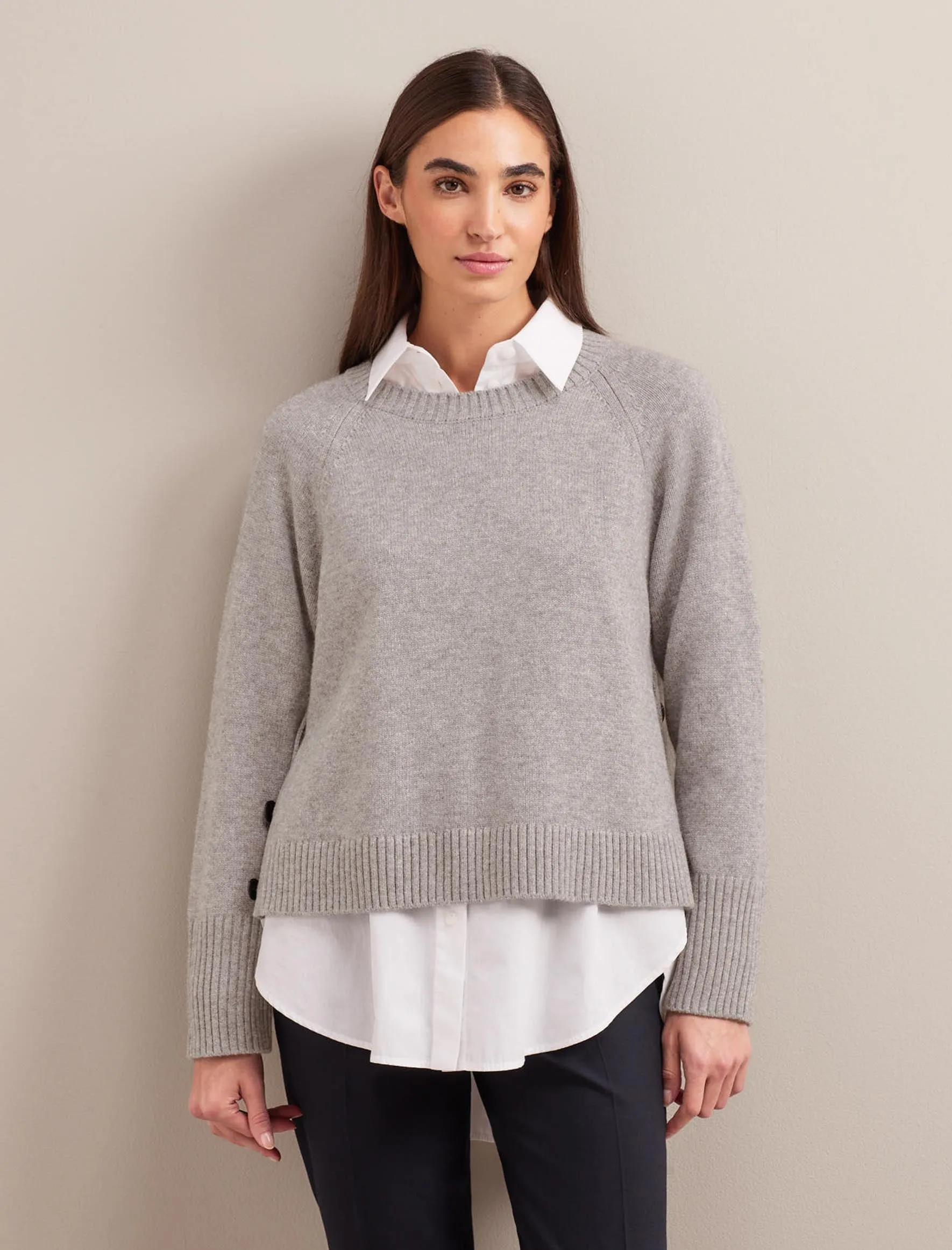Ezra Cashmere Blend Jumper - Mid Grey