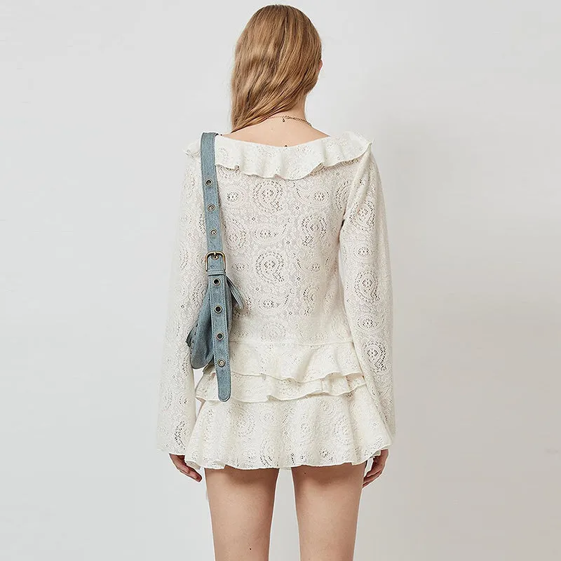 Fashionkova Caeli Ruffled Cardigan & Skirt Set