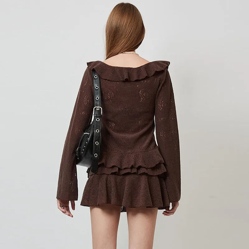 Fashionkova Caeli Ruffled Cardigan & Skirt Set