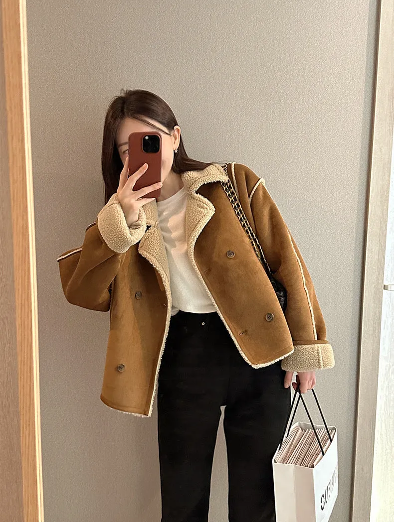 Faux Suede Sherpa Jacket