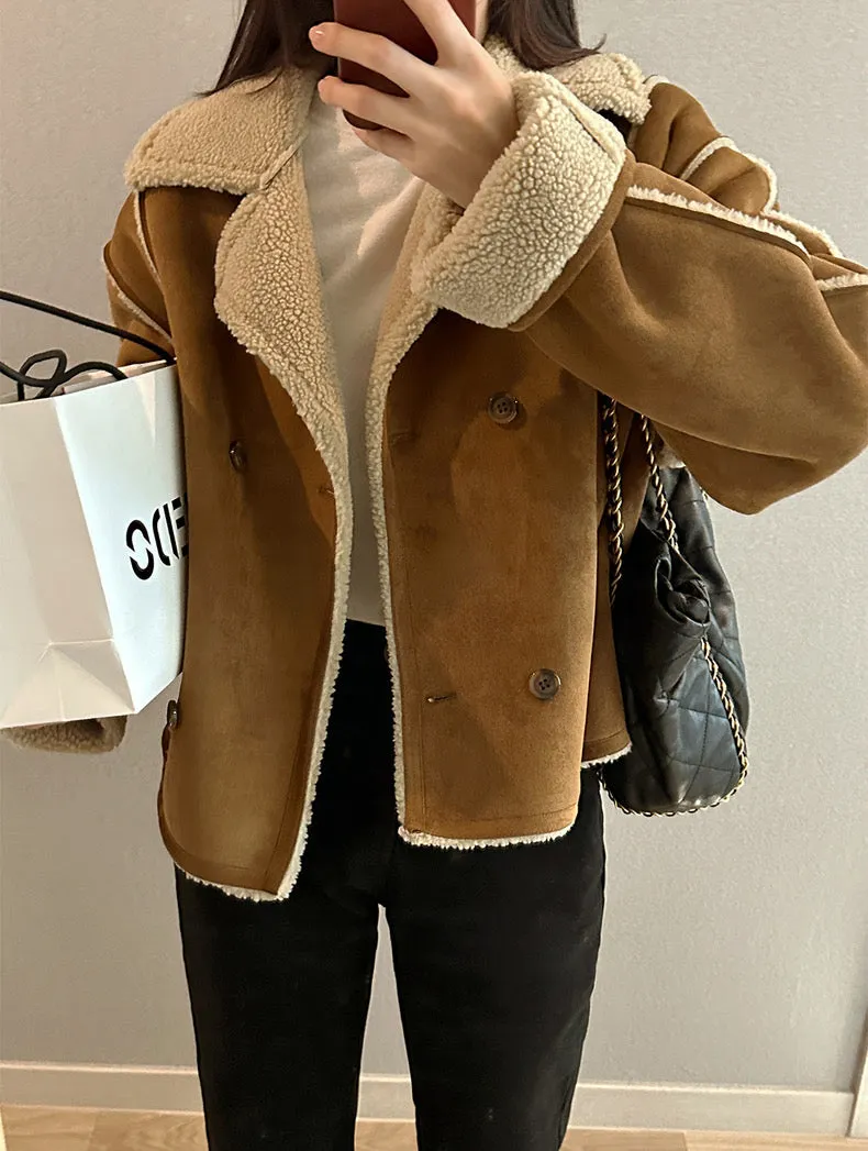 Faux Suede Sherpa Jacket