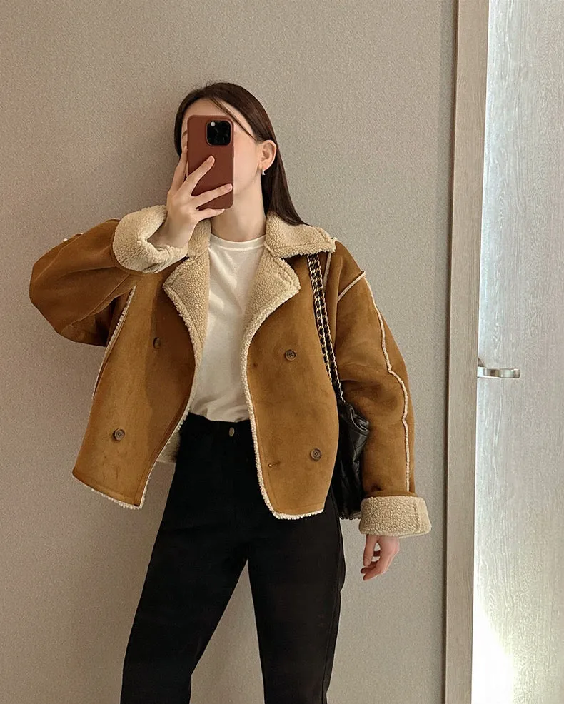 Faux Suede Sherpa Jacket