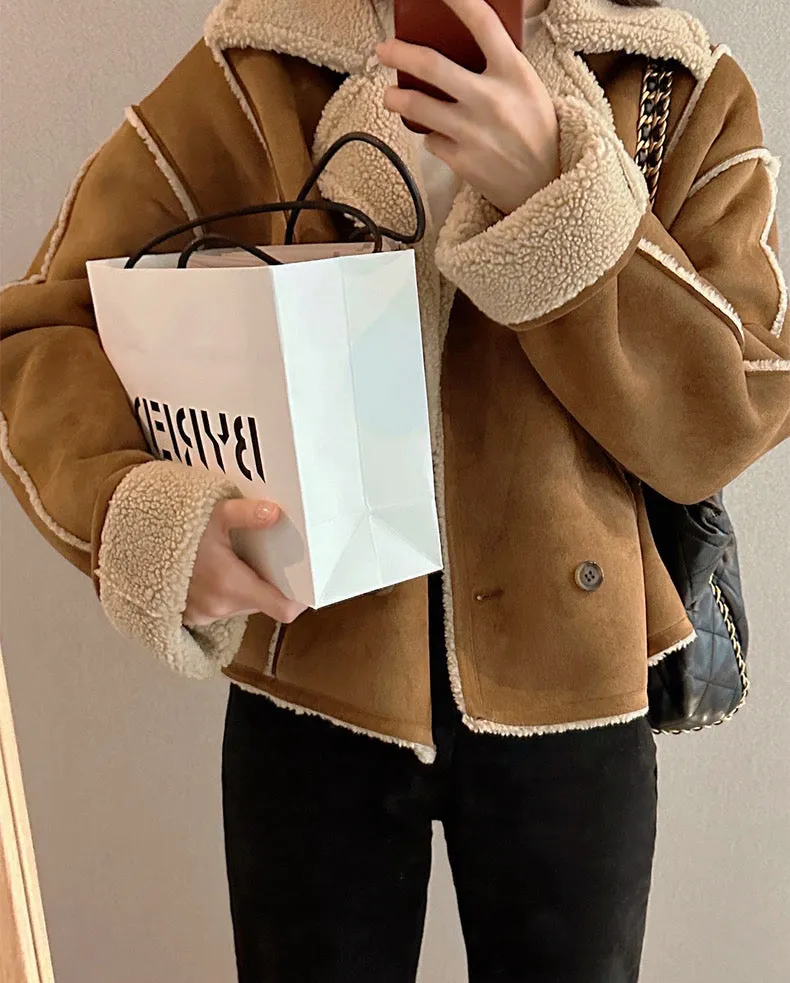 Faux Suede Sherpa Jacket