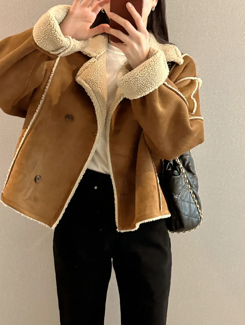 Faux Suede Sherpa Jacket