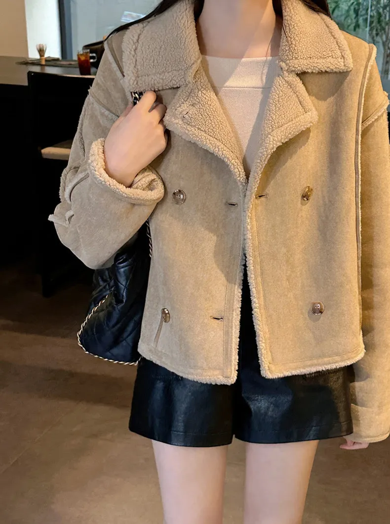 Faux Suede Sherpa Jacket