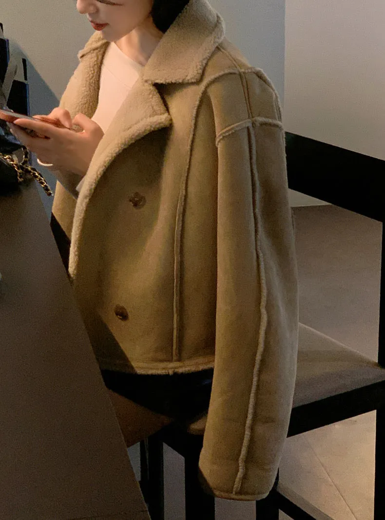 Faux Suede Sherpa Jacket