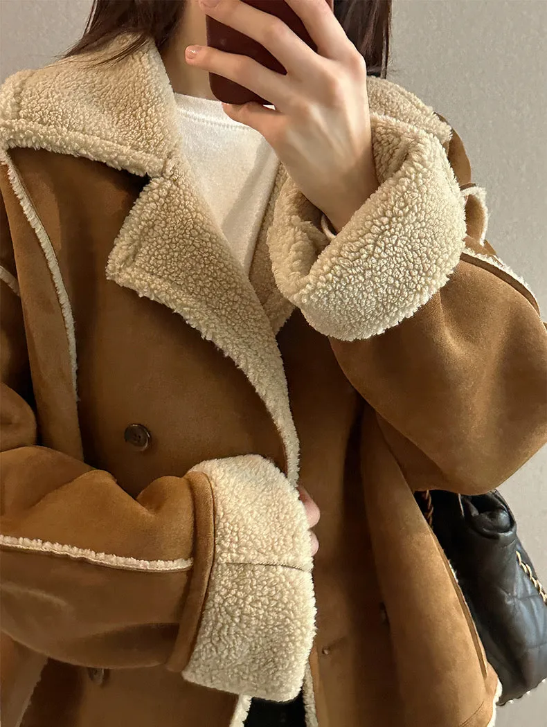 Faux Suede Sherpa Jacket