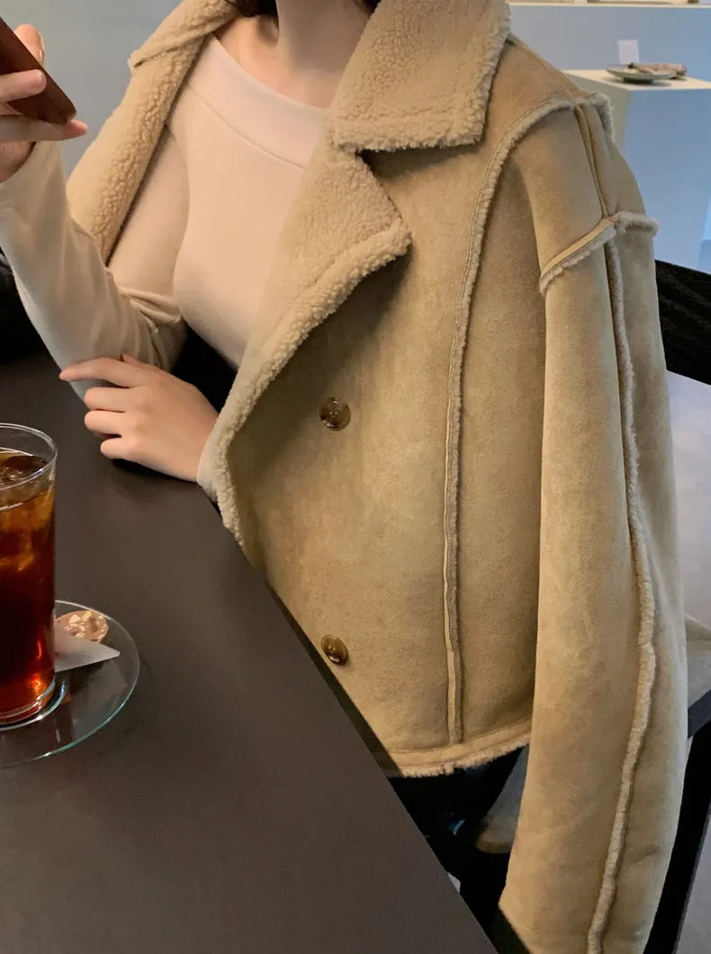 Faux Suede Sherpa Jacket