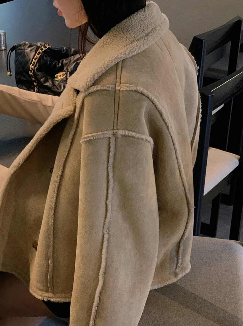 Faux Suede Sherpa Jacket