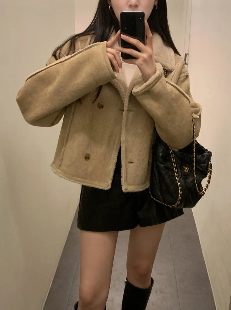Faux Suede Sherpa Jacket