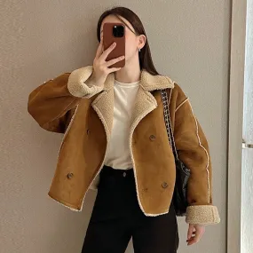 Faux Suede Sherpa Jacket