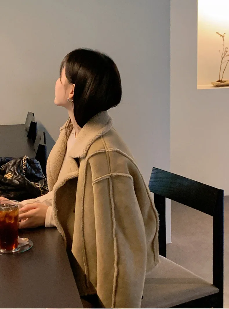 Faux Suede Sherpa Jacket