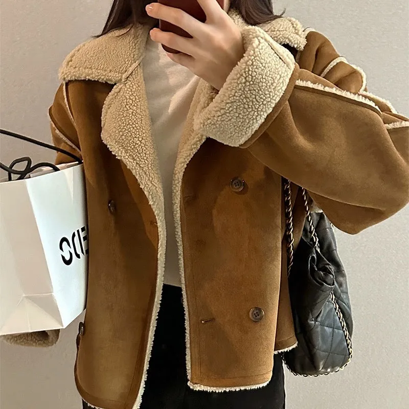 Faux Suede Sherpa Jacket